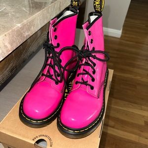 Dr Martens 1460 Hot Pink Patent Leather Boots Size 8